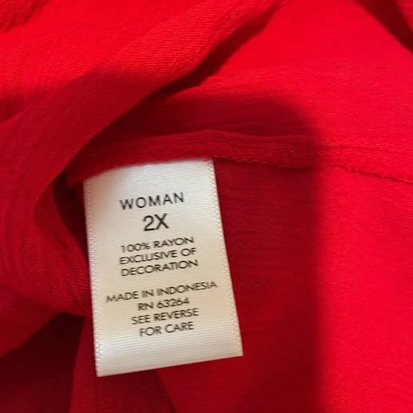 Dress barn tie front tassel sleeve blouse in red - Picture 8 of 8